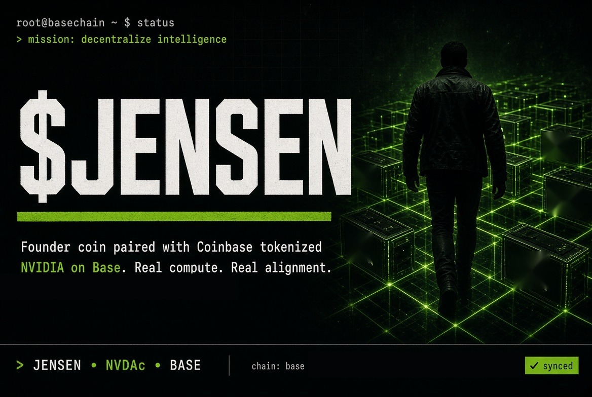 $JENSEN — founder coin paired with Coinbase tokenized NVIDIA on Base